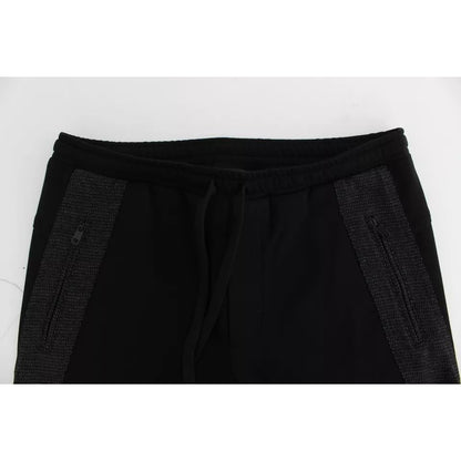 Dolce & Gabbana Black Gray Wool Casual Trousers Stripe Pants