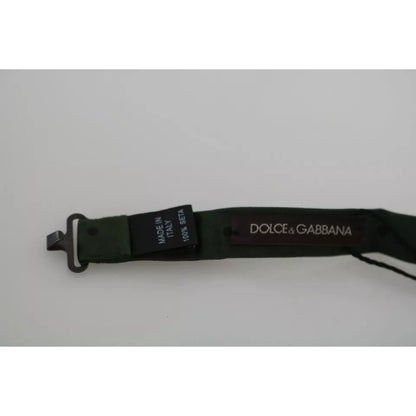 Dolce & Gabbana Green Dotted Silk Adjustable Neck Bow Tie