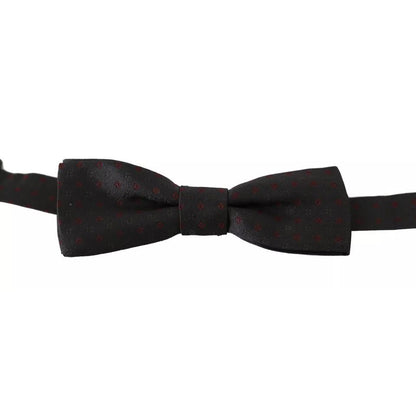 Dolce & Gabbana Gray Dotted Silk Adjustable Neck Bow Tie