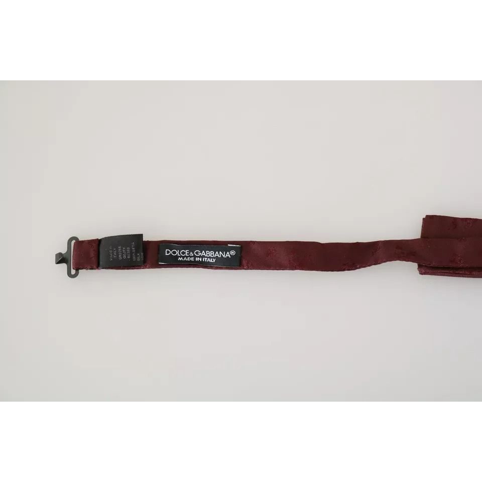 Dolce & Gabbana Bordeaux Silk Floral Faille Adjustable Bow Tie