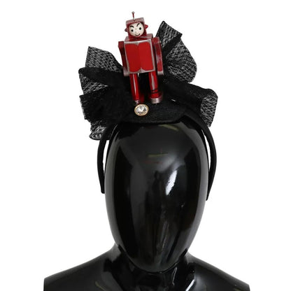 Dolce & Gabbana Red Black Robot Clear Crystal Headband Tiara Diadem
