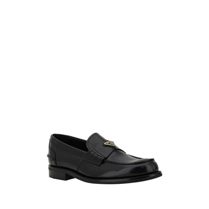 Prada Black Calf Leather Bos Taurus Slip-On Loafers