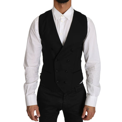 Dolce & Gabbana Gray Wool Double Breasted Waistcoat Vest