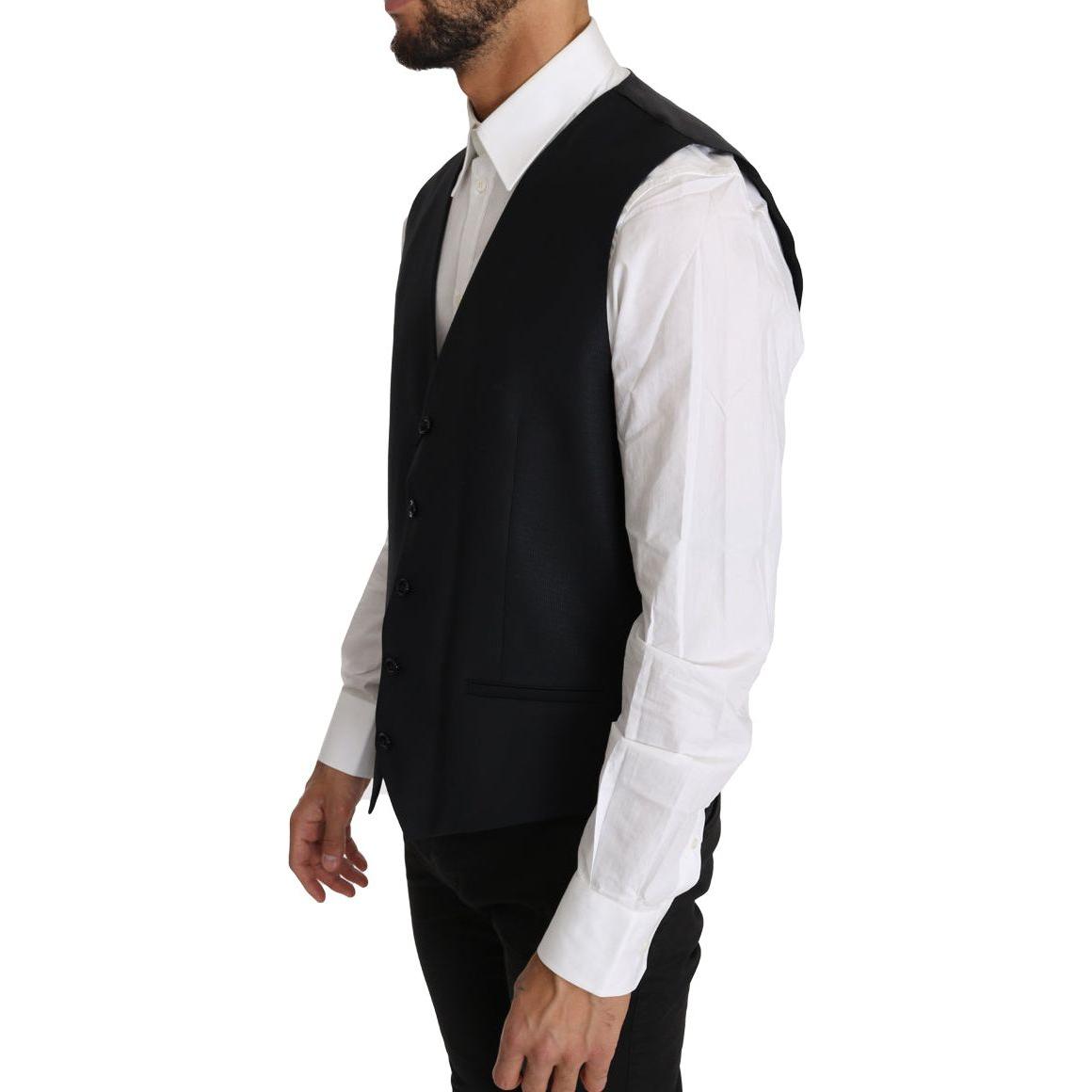 Dolce & Gabbana Gray Wool Silk Waistcoat Vest