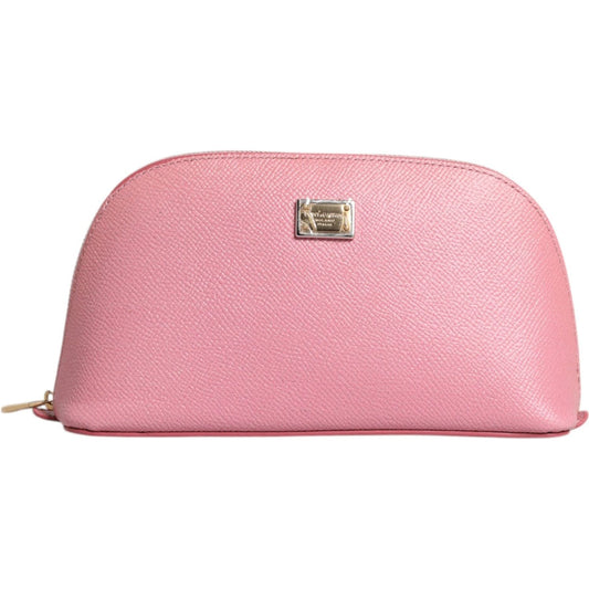 Dolce & Gabbana Pink Leather DG Logo Zip Around Hand Purse Pouch Wallet BAG4254