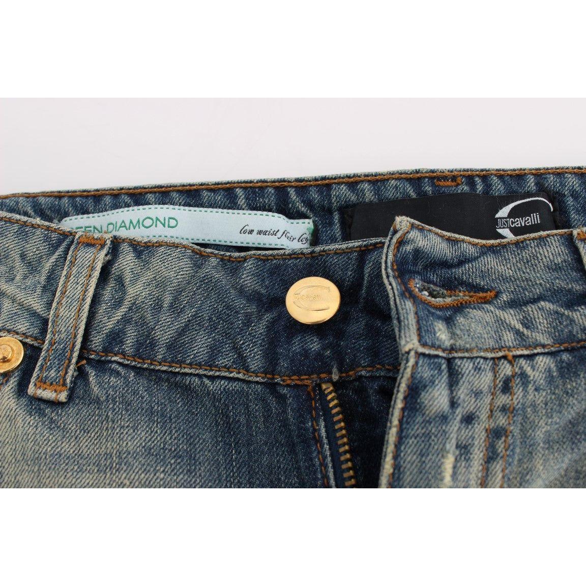 Cavalli Blue Cotton Low Waist Jeans Jeans & Pants