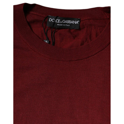 Dolce & Gabbana Maroon Cashmere Crew Neck Pullover Sweater