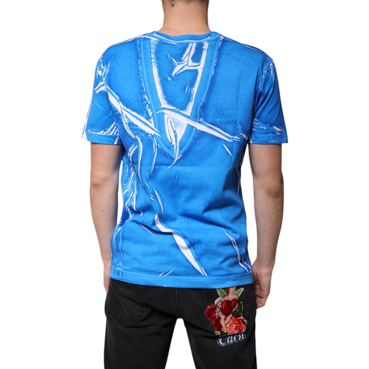 Dolce & Gabbana Blue Cotton V-neck Short Sleeves T-shirt