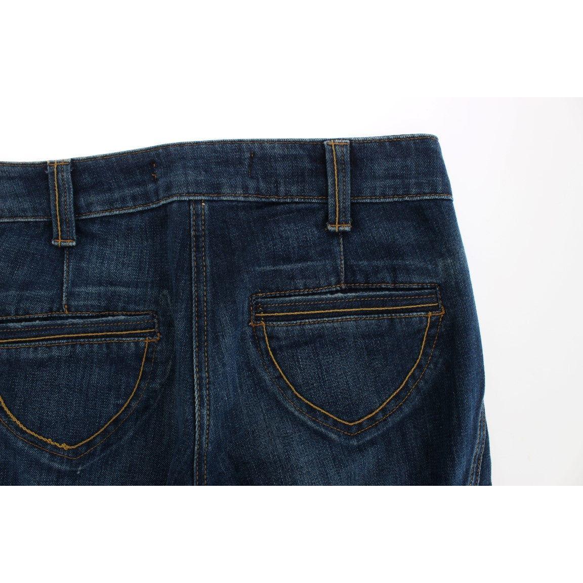 Cavalli Blue Cotton Stretch Low Waist Jeans