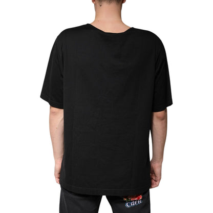 Dolce & Gabbana Black Cotton V-neck Short Sleeves T-shirt