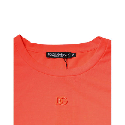 Dolce & Gabbana Orange Logo Polyester Crew Neck T-shirt