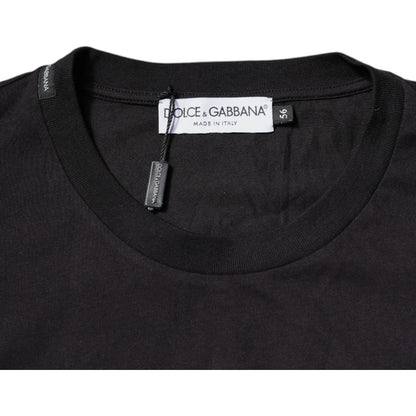 Dolce & Gabbana Black Logo Print Cotton Crew Neck T-shirt