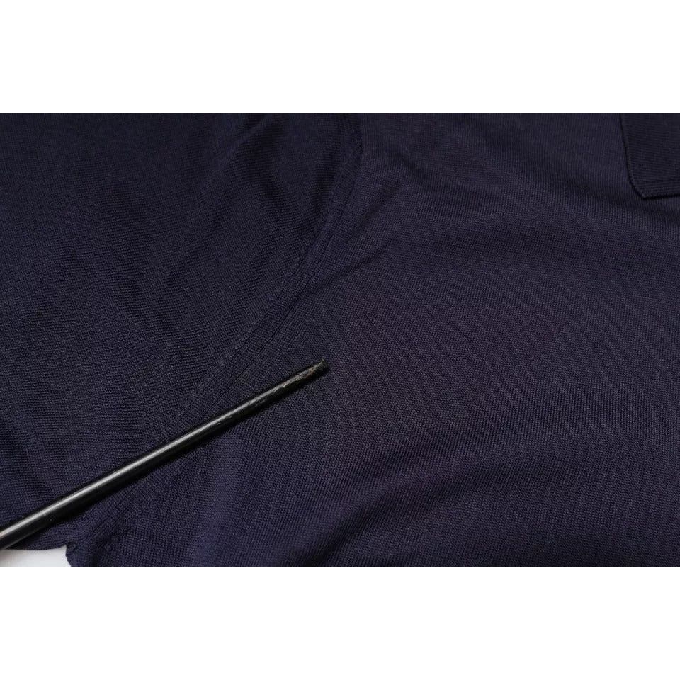 Dolce & Gabbana Blue Silk Collared Short Sleeves Polo T-shirt