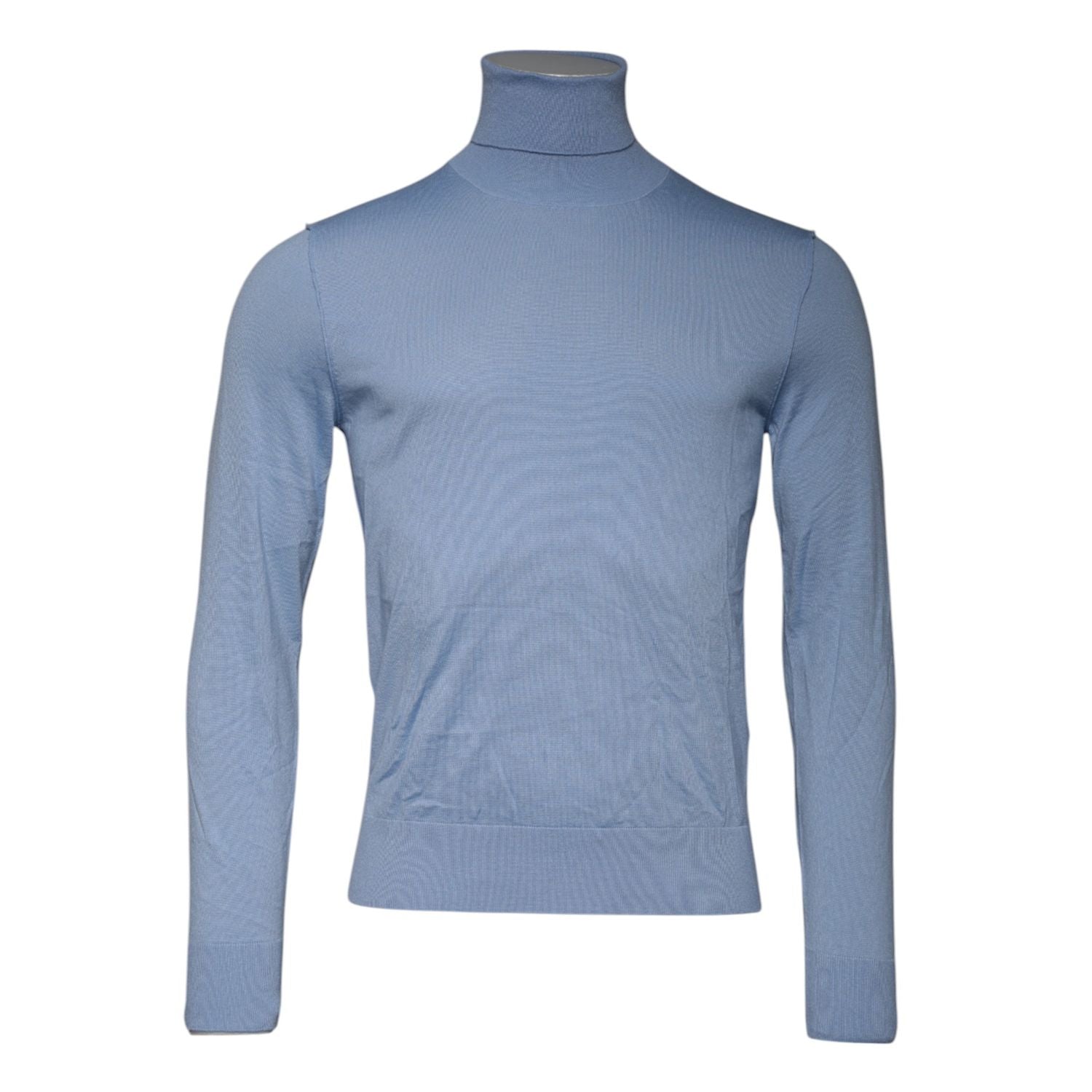 Dolce & Gabbana Light Blue Silk Turtleneck Pullover Sweater