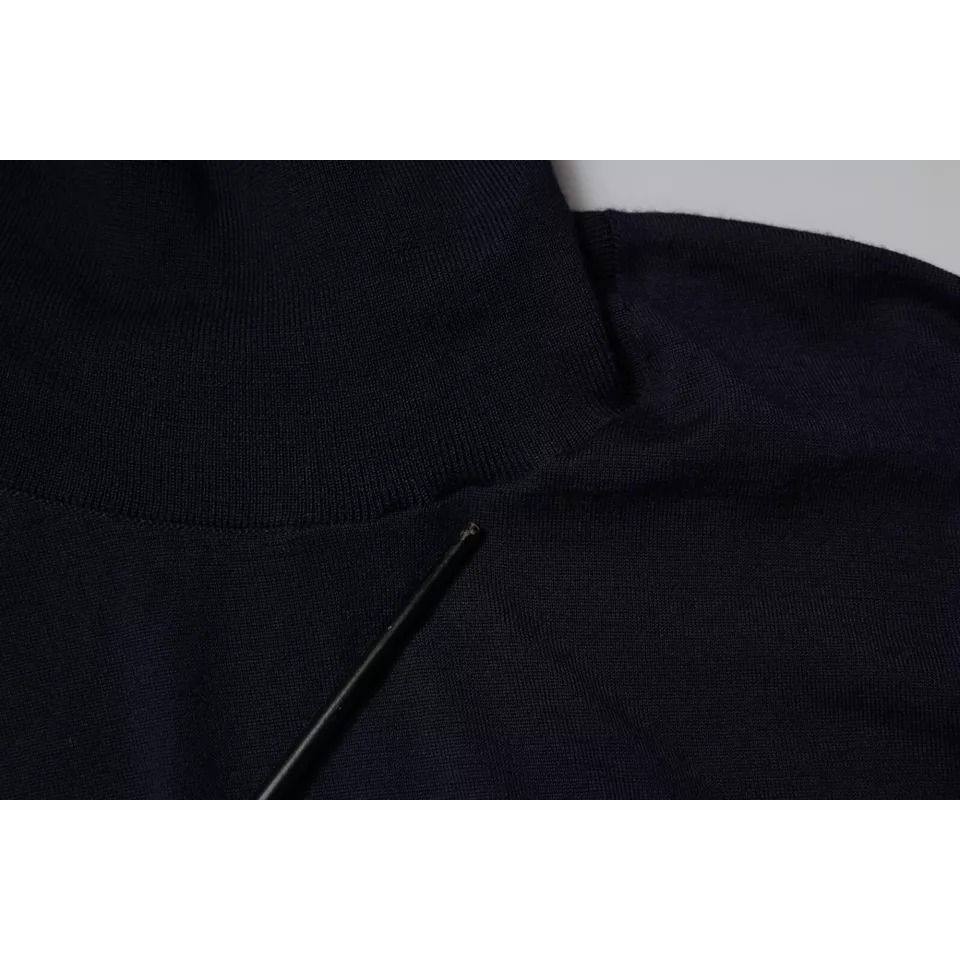 Dolce & Gabbana Blue Cashmere Turtleneck Pullover Sweater