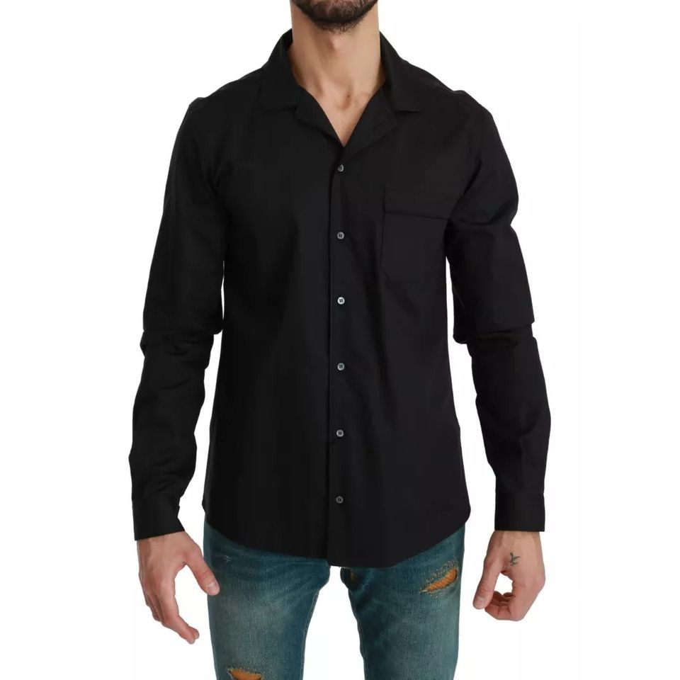 Dolce & Gabbana Blue Cotton Striped Pajama Lounge Shirt