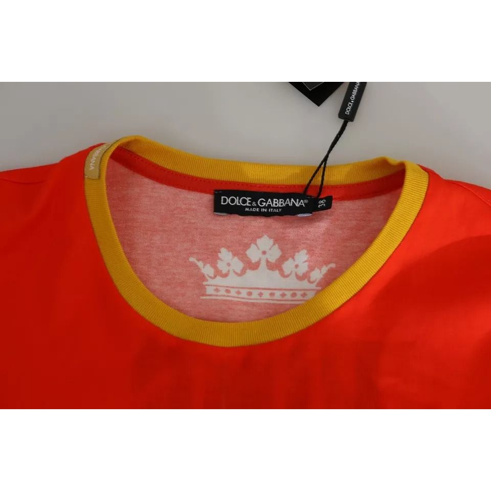 Dolce & Gabbana Orange Royals Print Round Neck T-shirt