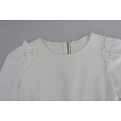 Dolce & Gabbana White Viscose Stretch Short Sleeves Blouse Top