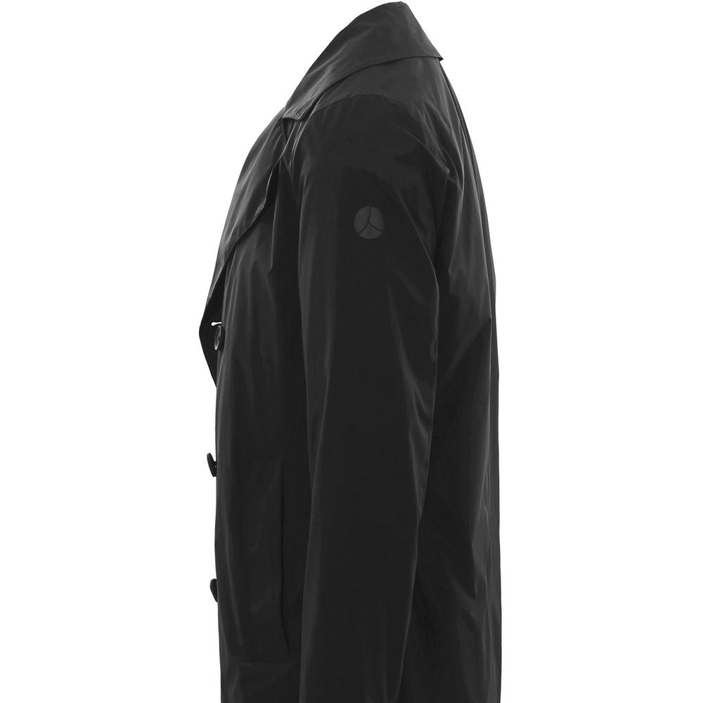 People Of Shibuya Black Polyester Men's Trench Coat