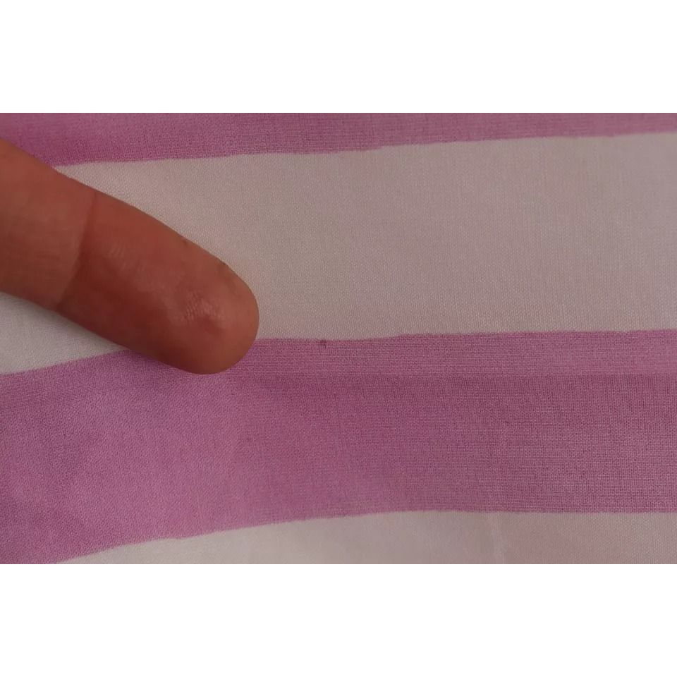 Dolce & Gabbana Pink White Striped Cotton Wrap Shawl Scarf