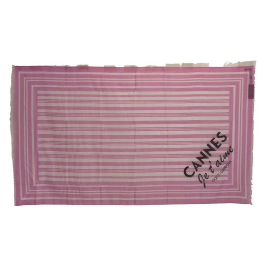 Dolce & Gabbana Pink White Striped Cotton Wrap Shawl Scarf