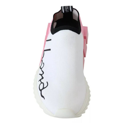 Dolce & Gabbana Pink White Logo Sorrento Sneakers Shoes