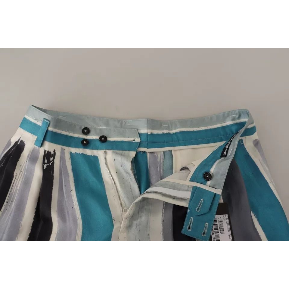 Dolce & Gabbana Multicolor Striped Silk Tapered Pants