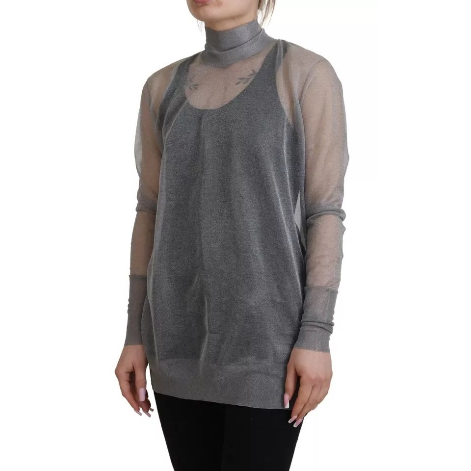 Dolce & Gabbana Gray See Through Turtleneck Pullover Sweater