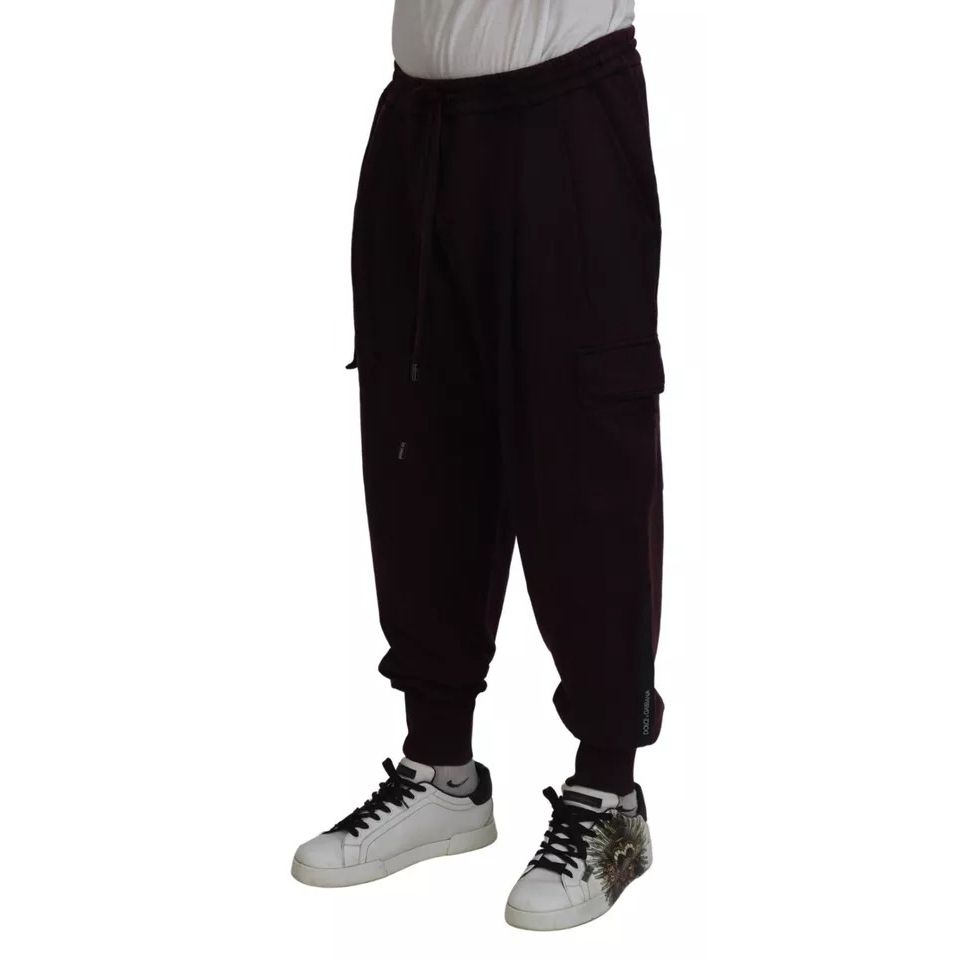 Dolce & Gabbana Bordeaux Cotton Cargo Jogger Sweatpants Pants