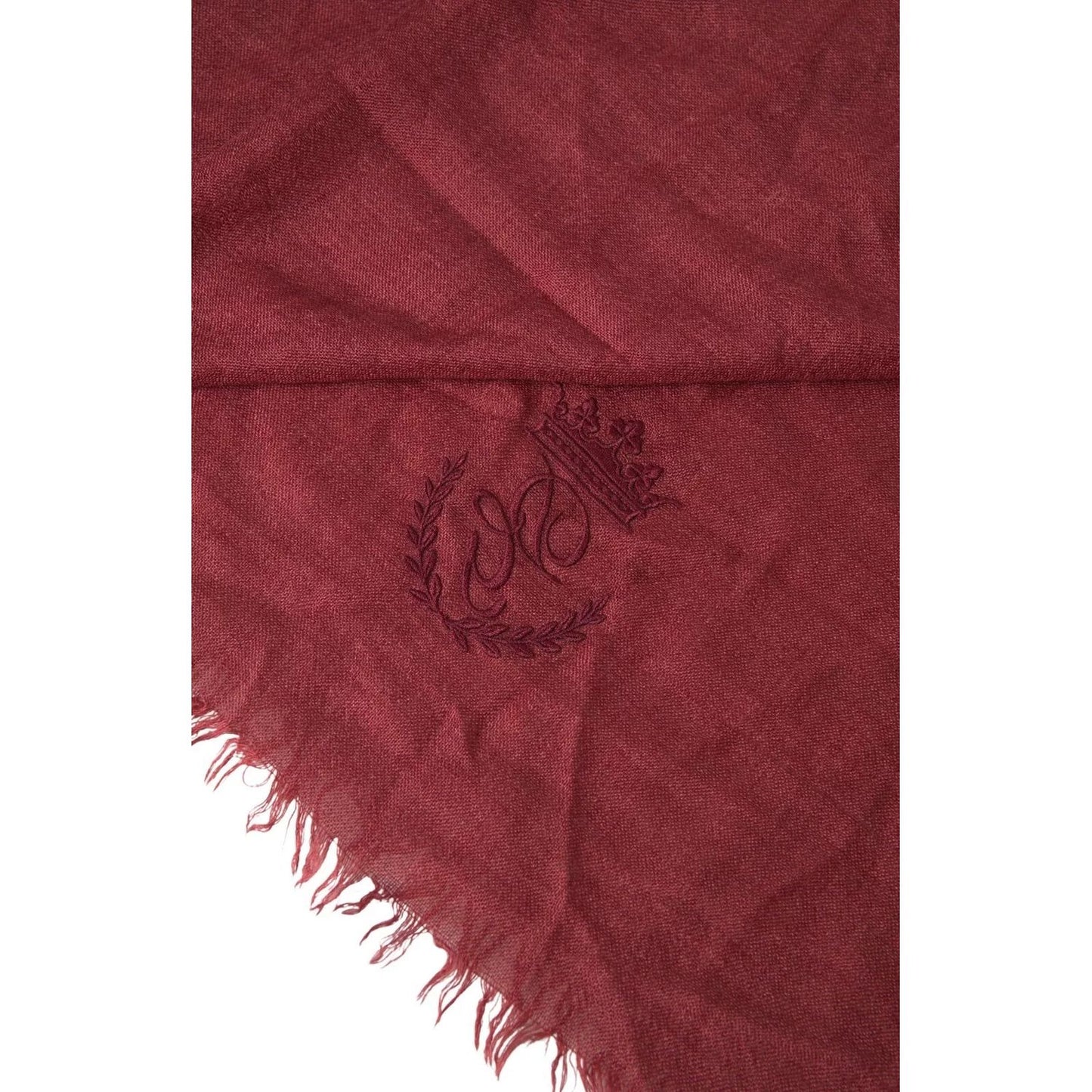 Dolce & Gabbana Maroon Cashmere Knit Wrap Shawl Fringe Scarf