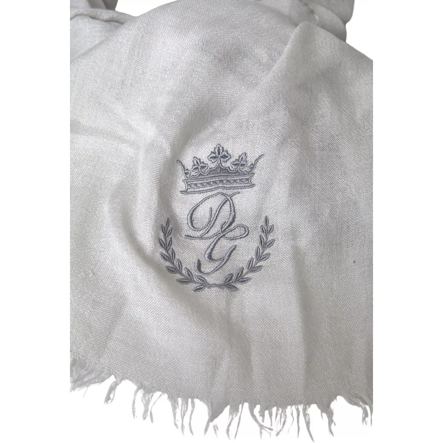 Dolce & Gabbana Gray Cashmere Wrap Shawl Fringe Scarf