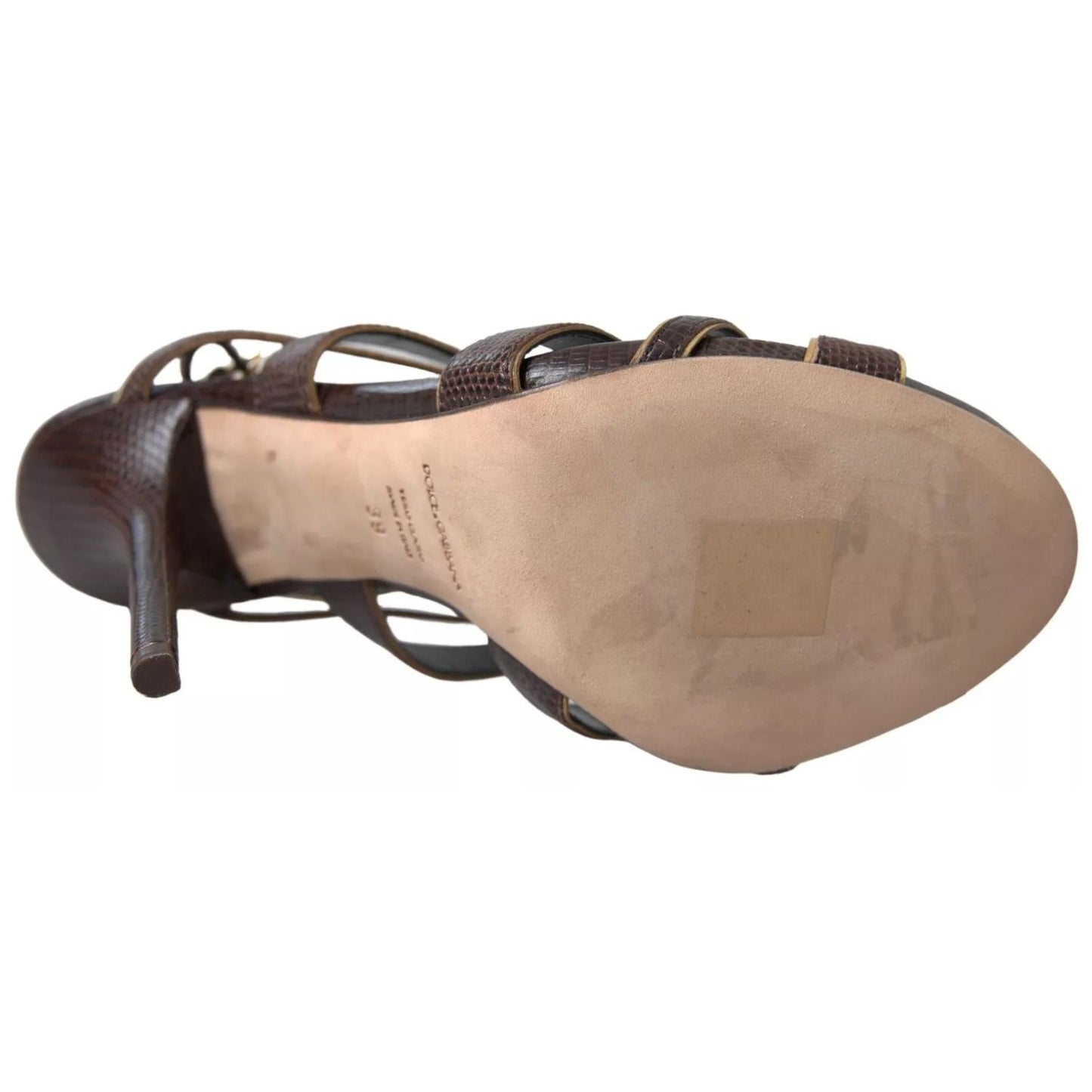 Dolce & Gabbana Brown Ankle Strap Stiletto Heels Sandals Shoes