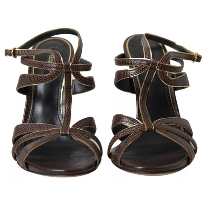 Dolce & Gabbana Brown Ankle Strap Stiletto Heels Sandals Shoes