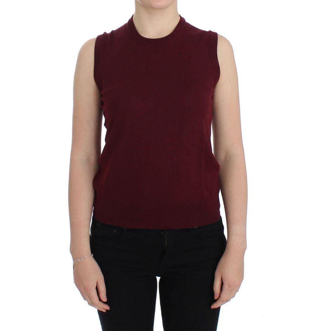Dolce & Gabbana Red Sleeveless Crewneck Vest Pullover