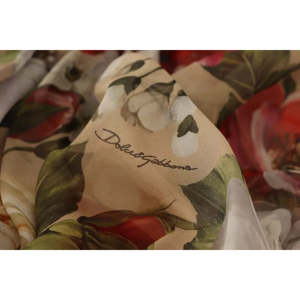 Dolce & Gabbana Beige Floral Sleeveless Round Neck Mini Dress