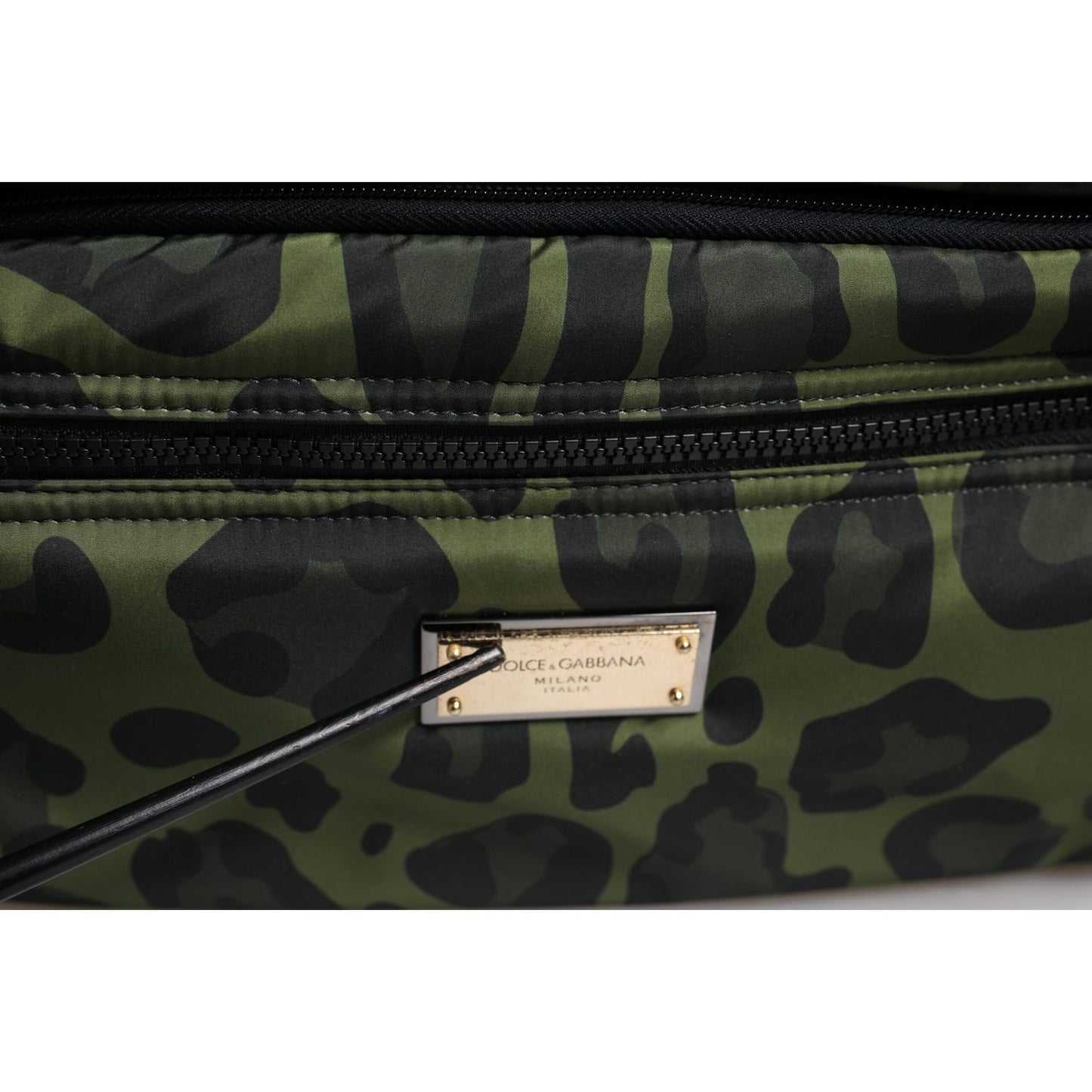 Dolce & Gabbana Green Polyester Leopard Print Shell Messenger Bag