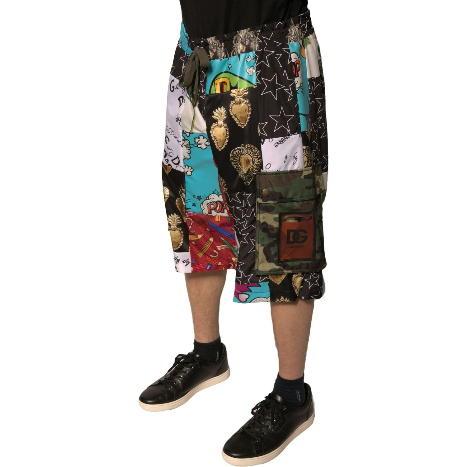 Dolce & Gabbana Multicolor Patchwork Cargo Bermuda Shorts