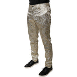 Dolce & Gabbana Gold Floral Jacquard Men Dress Pants PAN74949-48