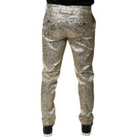 Dolce & Gabbana Gold Floral Jacquard Men Dress Pants PAN74949-48