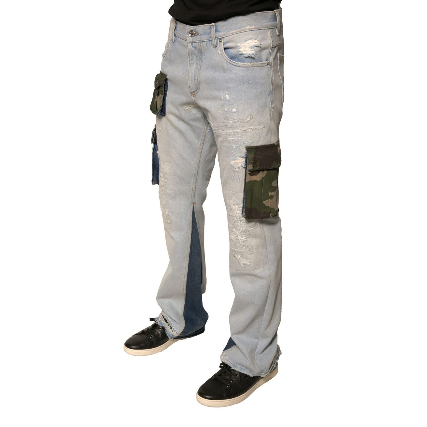 Dolce & Gabbana Light Blue Cotton Cargo Straight Denim Jeans