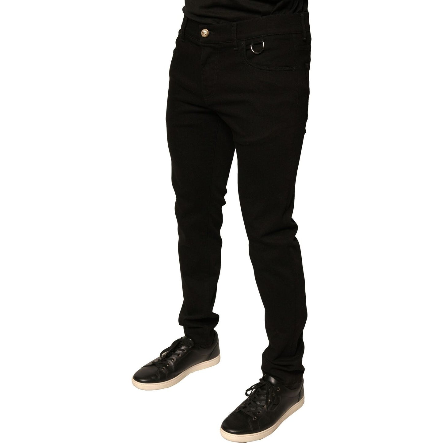 Dolce & Gabbana Black Logo Cotton Stretch Skinny Denim Jeans