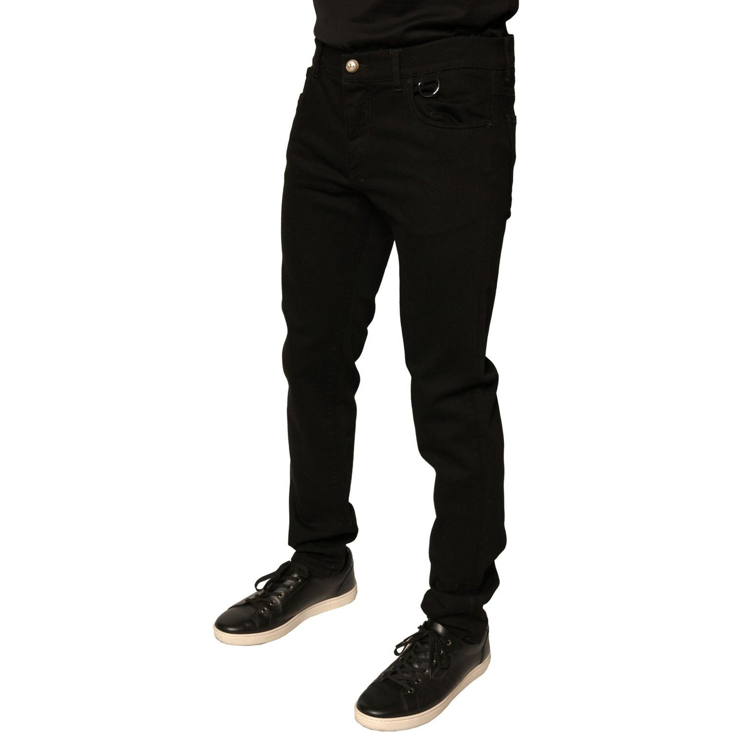 Dolce & Gabbana Black Logo Cotton Stretch Skinny Denim Jeans