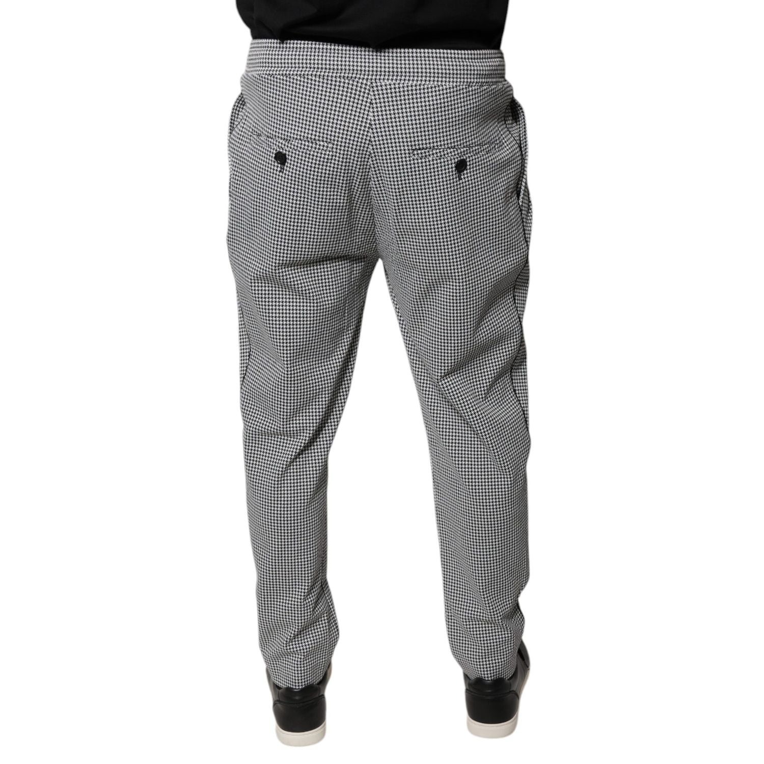 Dolce & Gabbana Black White Houndstooth Skinny Dress Pants
