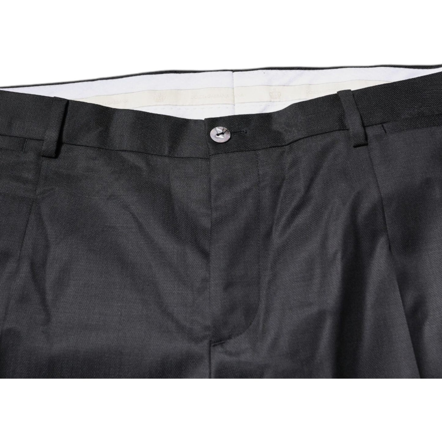 Dolce & Gabbana Black Wool Tapered Formal Dress Pants
