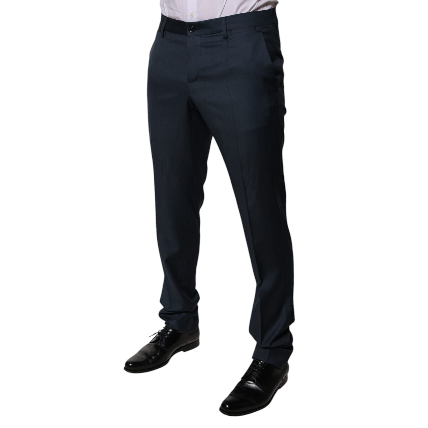Dolce & Gabbana Blue Wool Tapered Formal Dress Pants