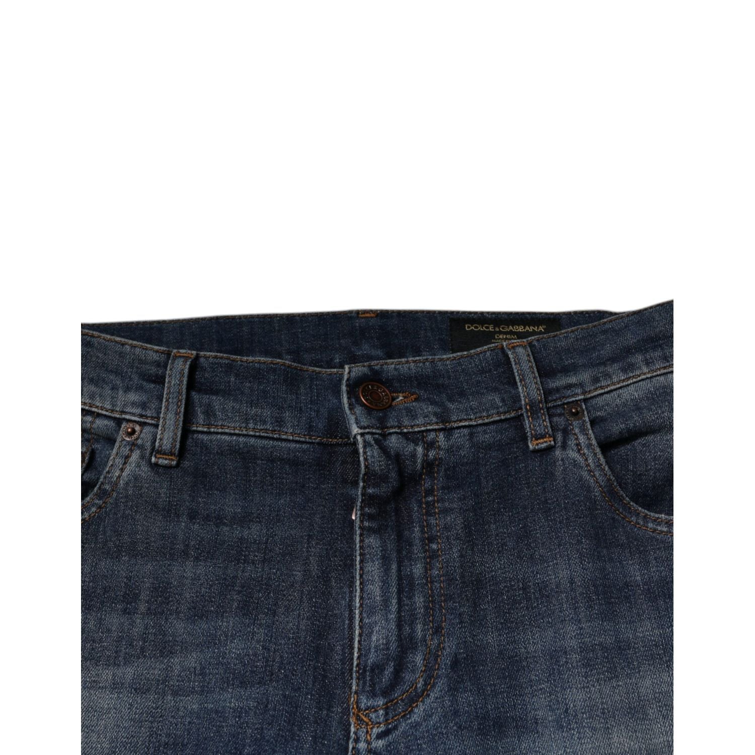 Dolce & Gabbana Blue DG Crown Logo Cotton Skinny Denim Jeans