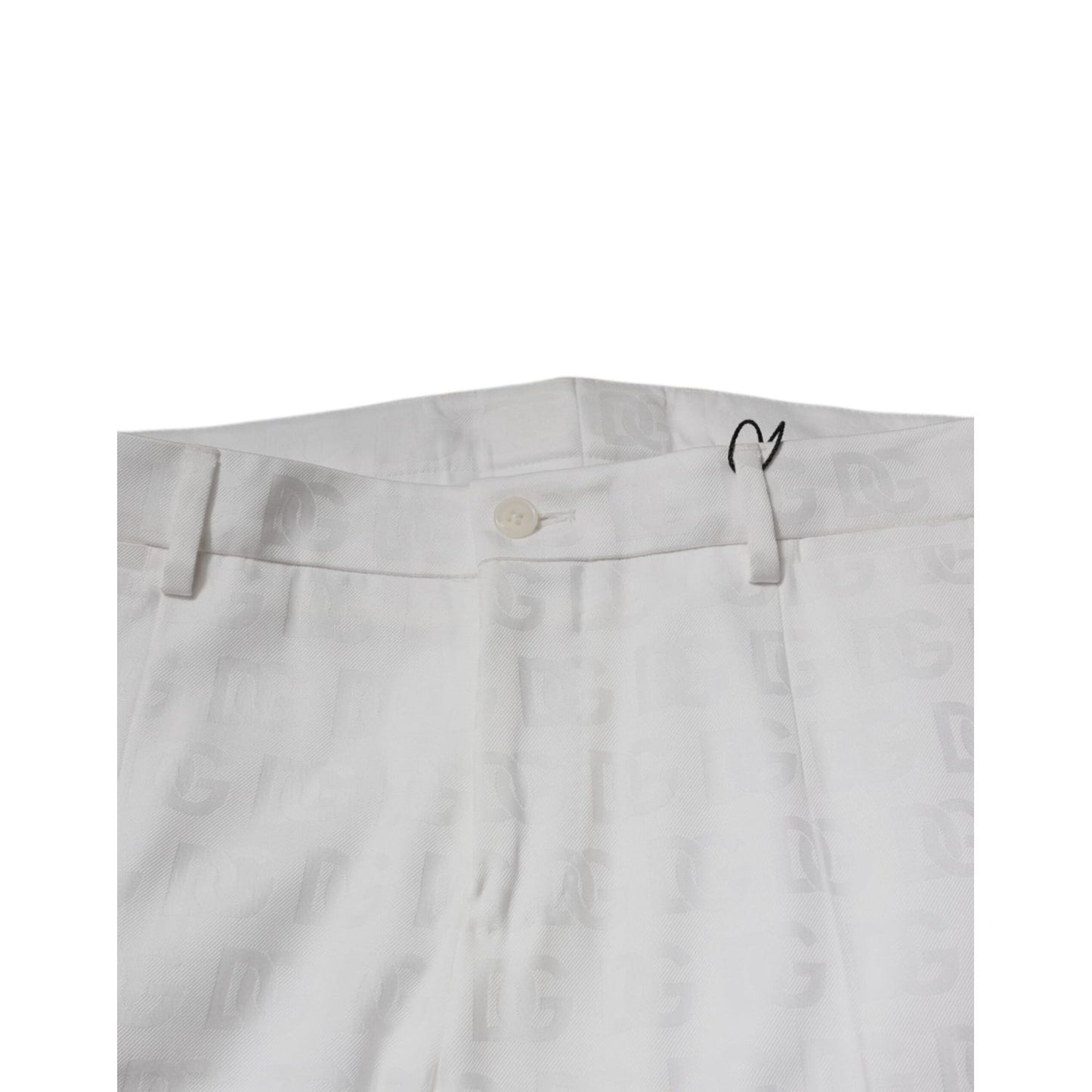 Dolce & Gabbana White Cotton Tapered Formal Dress Pants