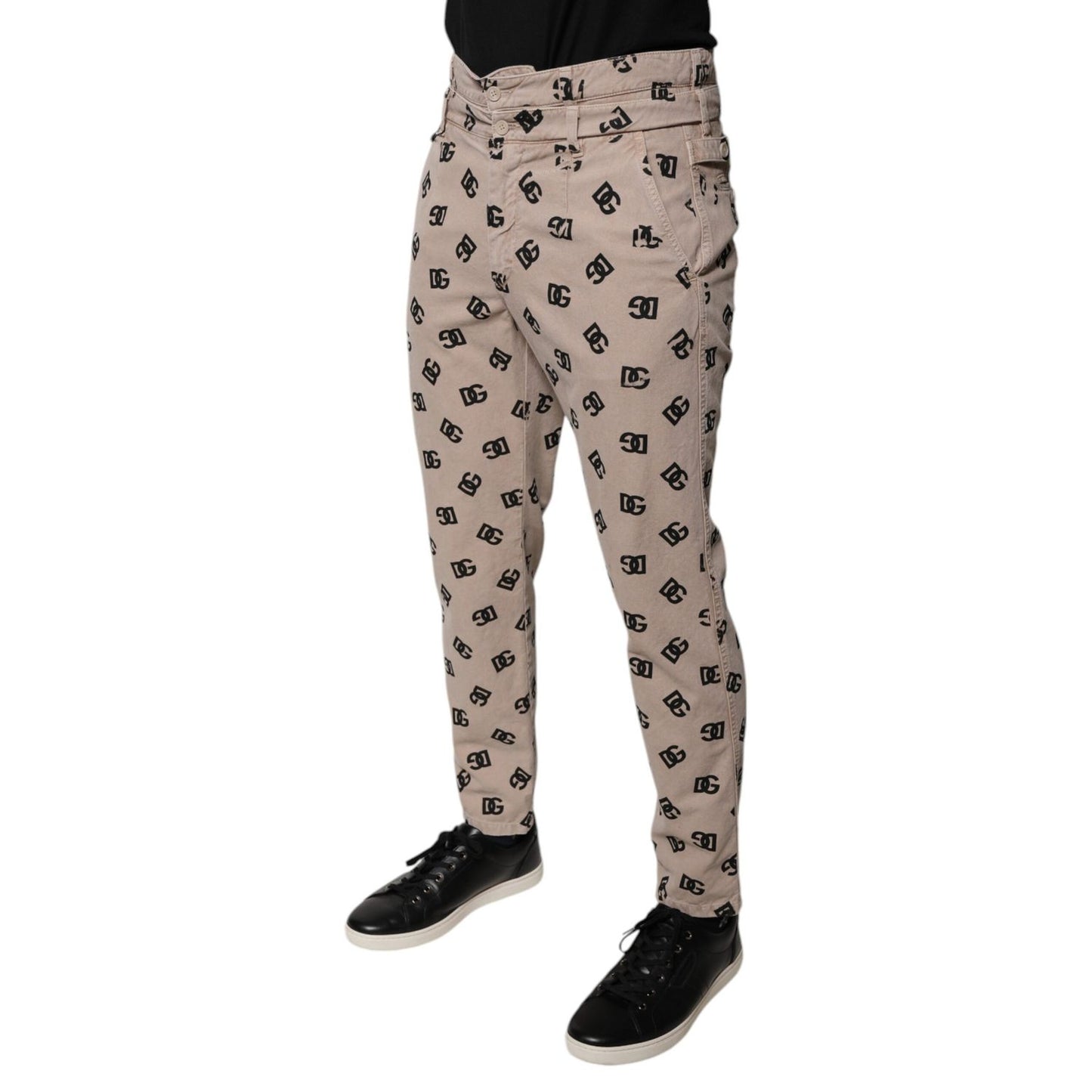 Dolce & Gabbana Beige Logo Cotton Skinny Denim Jeans