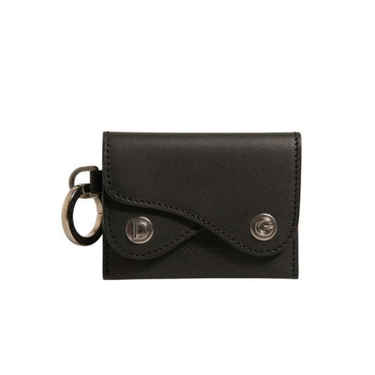 Dolce & Gabbana Black Leather Card Case Keychain Key Holder