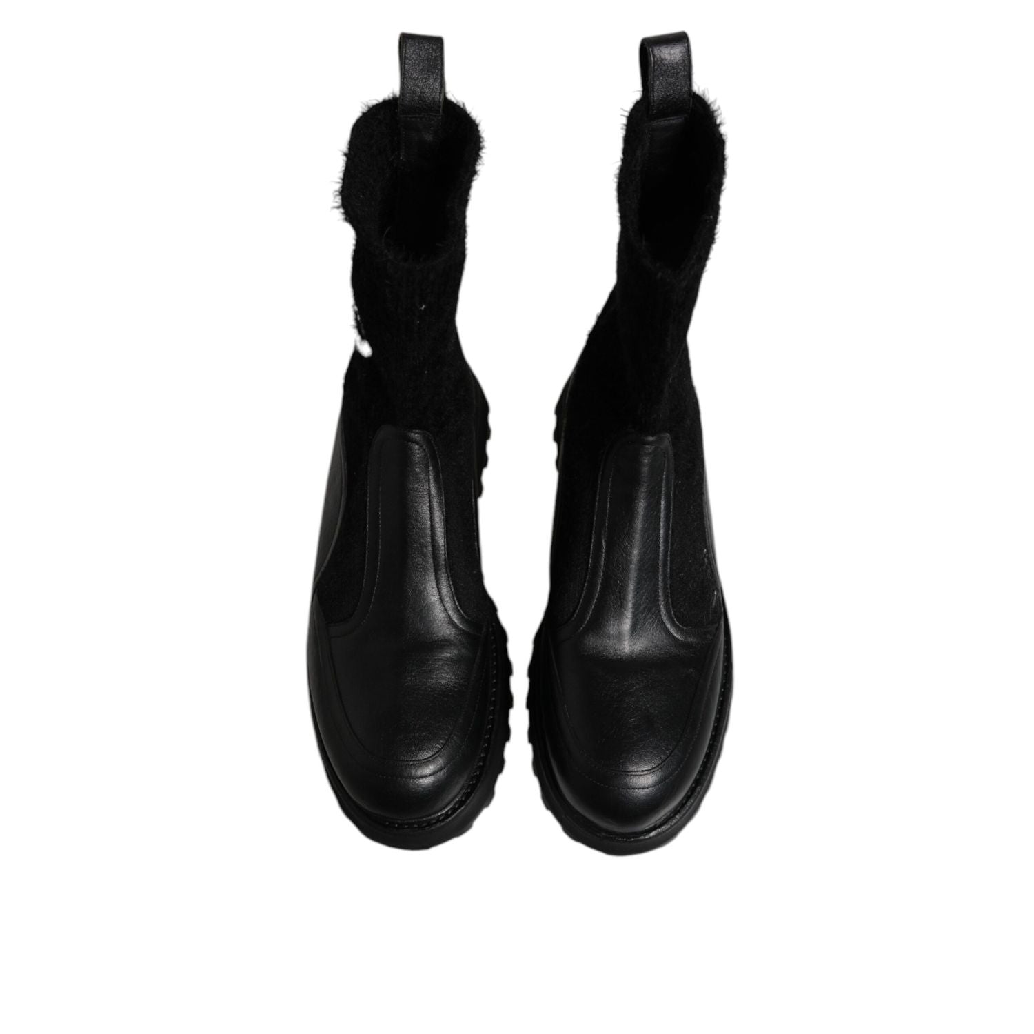 Dolce & Gabbana Black DG Logo Horse Sock Ankle Boots Shoes